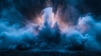 black blue and white powder explosion