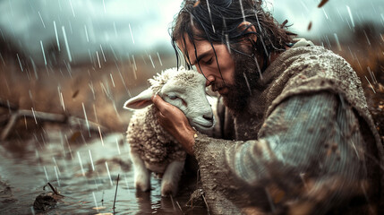 Jesus sucht das verlorene Schaf - Jesus is looking for the lost sheep