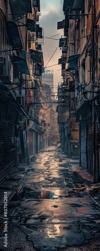 Poster capture the mesmerizing grit of urban landscapes through an eye-level perspective, blending abstract