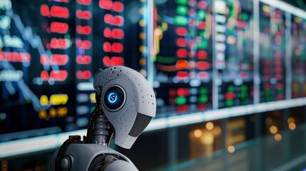 An Ai Robot Trades Investments In The Stock Market And Cryptocurrencies, Background HD For Designer        