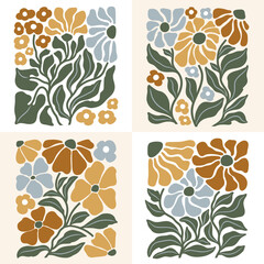 Hand drawn vector floral arrangements. Abstract botanical composition. Perfect for greeting card, print, poster or t-shirt design.
