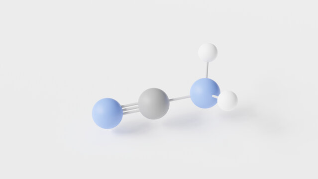 cyanamide molecule 3d, molecular structure, ball and stick model, structural chemical formula organic compound