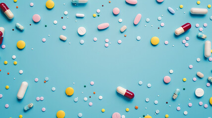 colorful pills scattered leaving space in between evenly Medical wallpaper HD