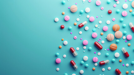 colorful pills and medicines scattered Medical wallpaper HD