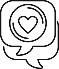 Lovely chat icon outline vector. Love message. Online social speech