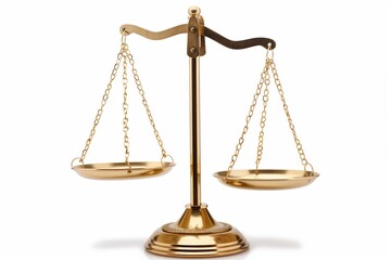 An isolated golden balance scale, symbolizing justice and fairness