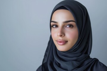 Naklejka premium Beautiful business woman with hijab portrait on white background