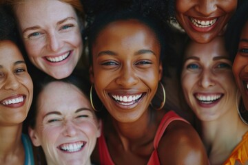 Fototapeta premium Diversity women smiling happiness expression collection collage