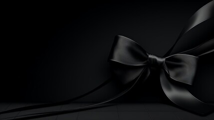 A sleek and stylish Black Friday sale design featuring a glossy black bow with long