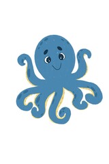 Children's illustration sea octopus sea ocean