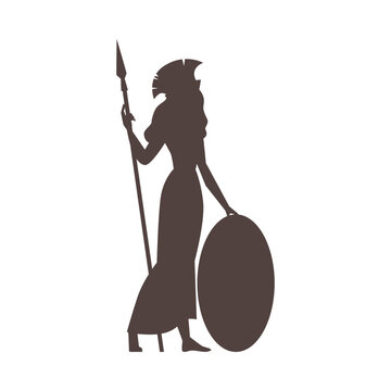 recommend clip art: Viking warrior woman. Vector silhouette with a spear.