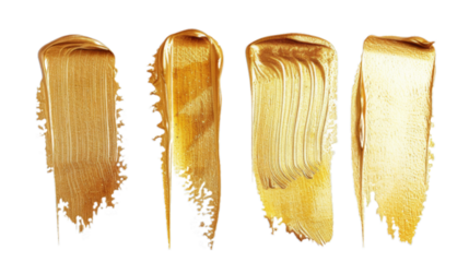 Gold oil paints isolated on transparent background