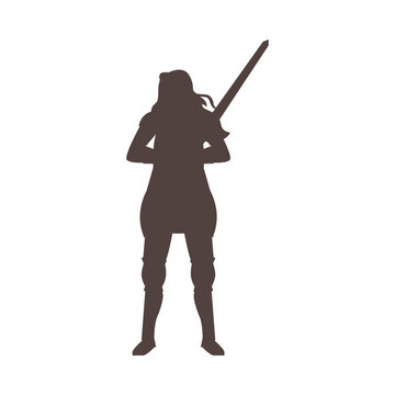 recommend clip art: Illustration of a Scandinavian warrior woman in black silhouette.
