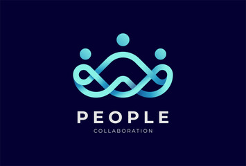 People logo design, Community human Logo design element template, vector illustration