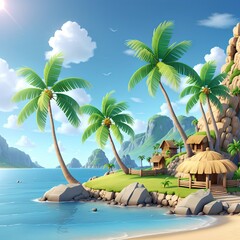 beach with coconut trees