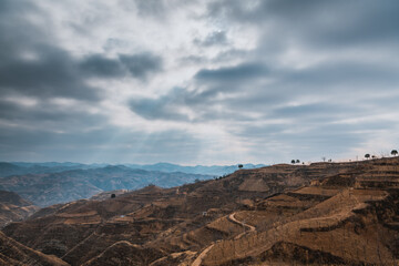 Loess Plateau along the Yellow Highway in Yan'an City, Shaanxi Province