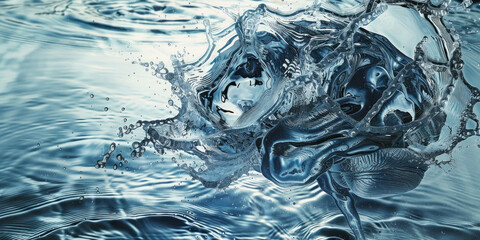 Close up of water splashing with fish in the middle, creating a mesmerizing and dynamic aquatic scene
