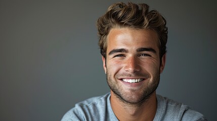 Obraz premium Portrait Of A Handsome, Smiling Young Man Taken In A Studio Setting, Background HD For Designer 