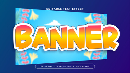Blue orange and pink banner 3d editable text effect - font style