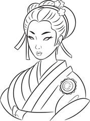 Art & Illustration Japanese geisha girl lineart