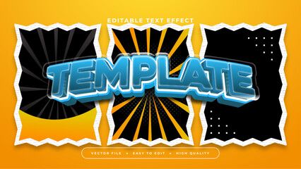 Blue black and orange template 3d editable text effect - font style