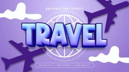 Blue white and purple violet travel 3d editable text effect - font style
