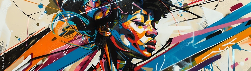 Poster capture the latest fashion trends through a dynamic mix of street art elements and unexpected camera