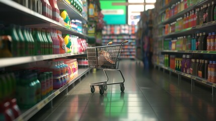 shopping cart in supermarket