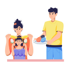 Download flat illustration of family easter celebration 