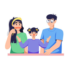 Get this flat illustration of a funny family 