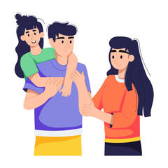 Obraz premium A flat character illustration of a family 