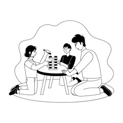 Here’s a glyph illustration of father playing with kids 