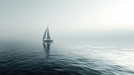 Obraz premium A sailboat is floating on a calm body of water