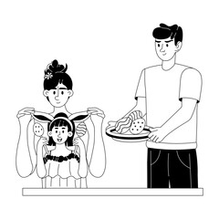 Download glyph illustration of family easter celebration 