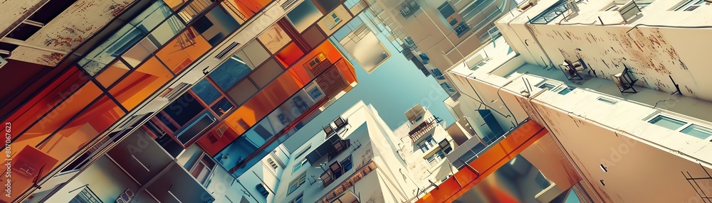 Poster explore the surreal world of cubism through an unexpected camera angle that deconstructs a bustling 