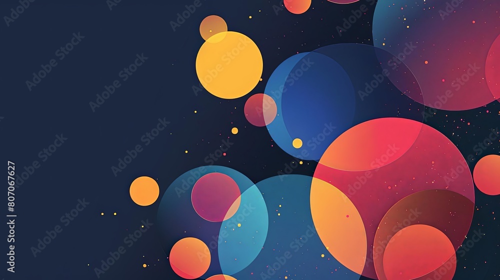 Poster minimalist composition with overlapping circles and intergalactic hues