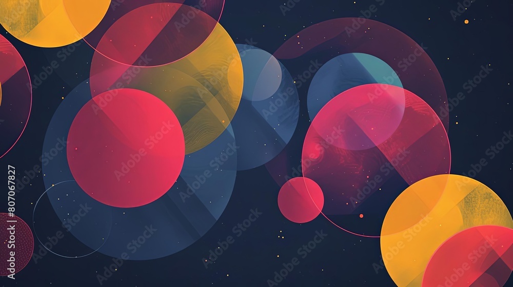 Aufkleber minimalist composition with overlapping circles and intergalactic hues