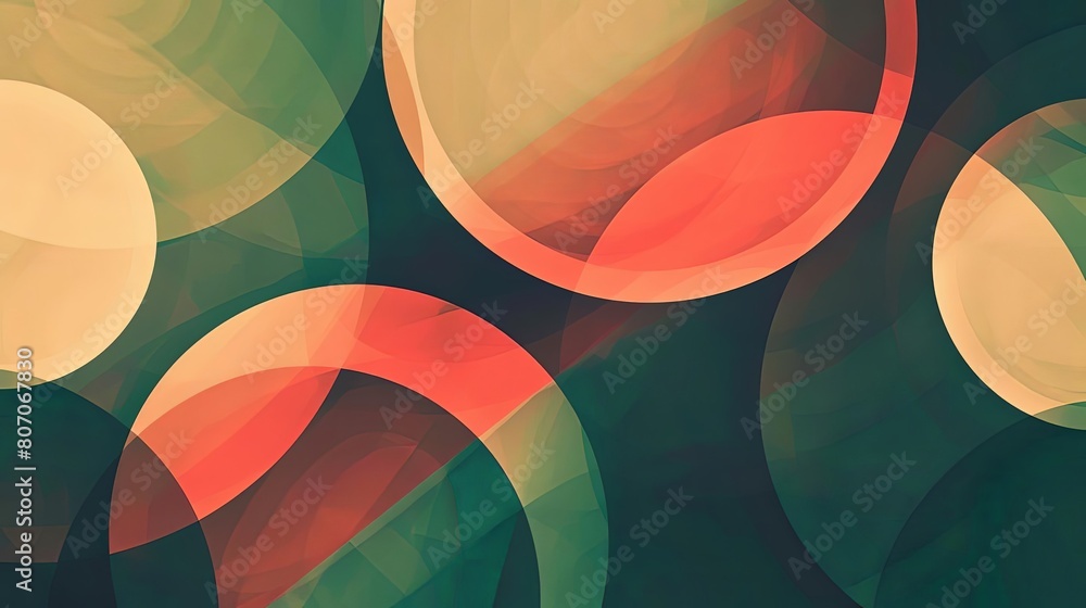 Poster minimalist composition with overlapping circles and intergalactic hues