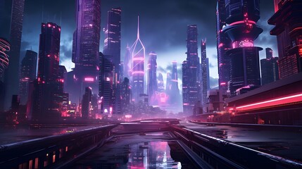 Foggy city at night. 3d rendering, 3d illustration.