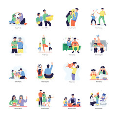 Handy Collection of Family Flat Illustrations 

