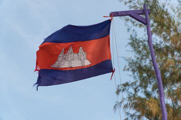 Cambodian flag, Koh Rong Sanloem, Cambodia