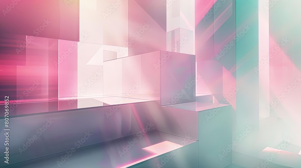 Poster minimalist composition with geometric patterns and ethereal hues