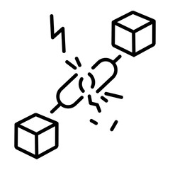 Customizable linear icon of a broken chain 