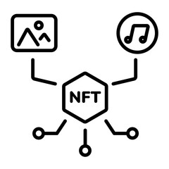 A well-designed linear icon of nft services