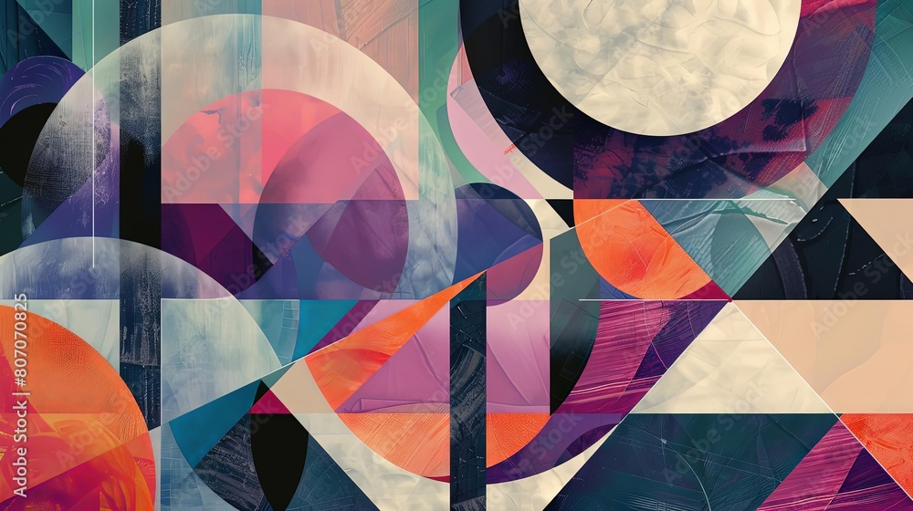 Poster minimalist composition with geometric patterns and ethereal hues
