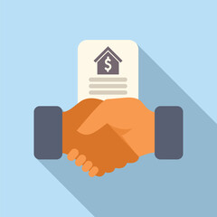 Collateral handshake agreement icon flat vector. Planning help. Finance access