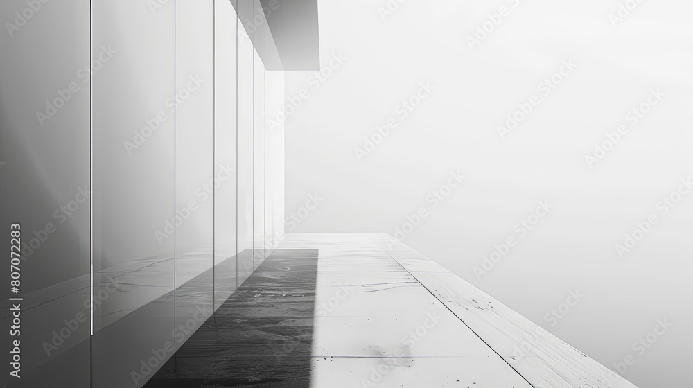 Poster minimalist composition with intersecting lines and ethereal shades of gray and white