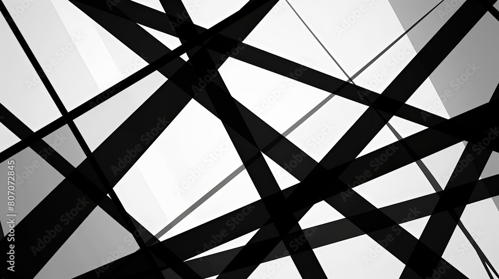 Poster minimalist composition with intersecting lines and interstellar shades of black and white