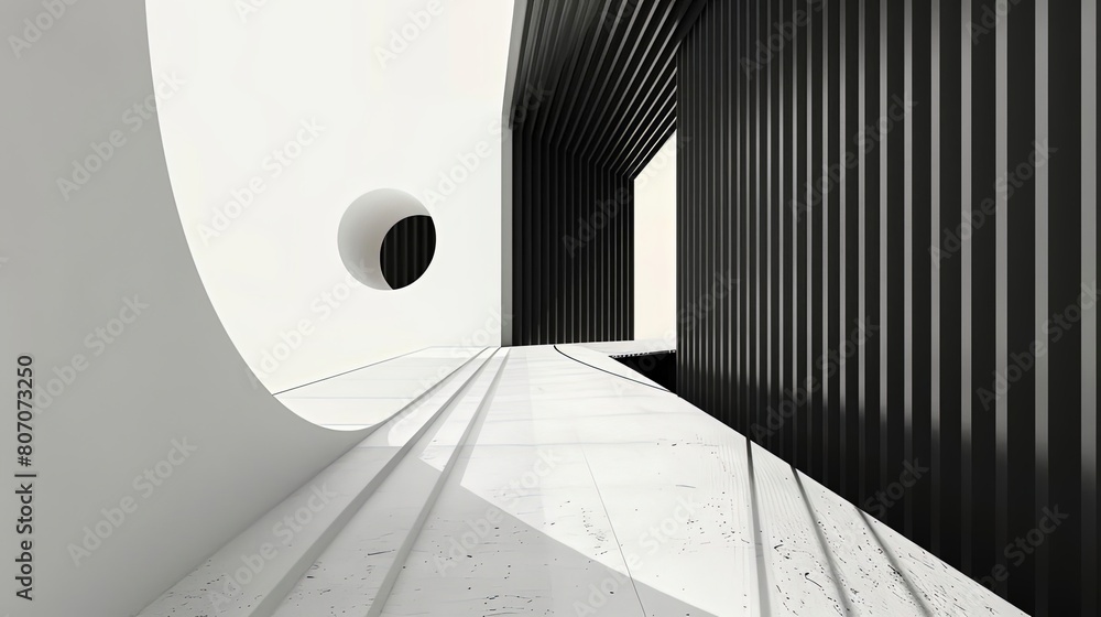 Poster minimalist composition with intersecting lines and interstellar shades of black and white featuring 