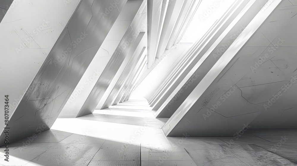 Poster minimalist composition with intersecting lines and interstellar shades featuring a white wall and ti